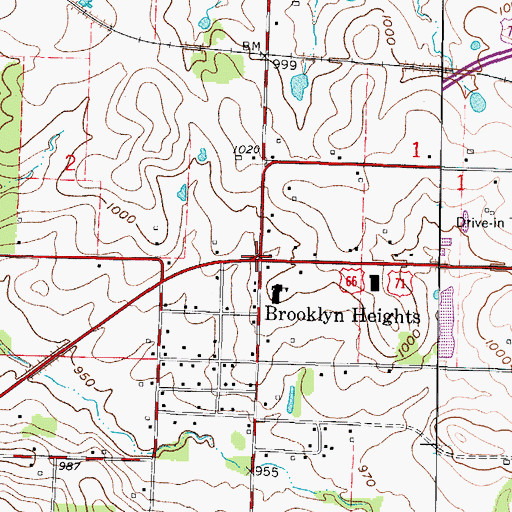 Topographic Map of Brooklyn Heights, MO