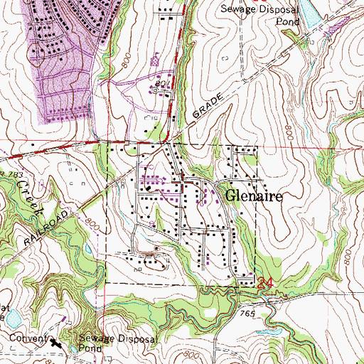 Topographic Map of Glenaire, MO