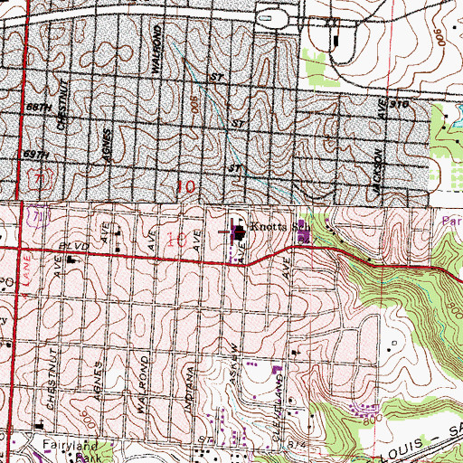 Topographic Map of Knotts School (historical), MO