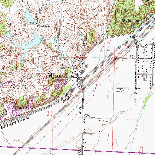 Topographic Map of Minneville, MO