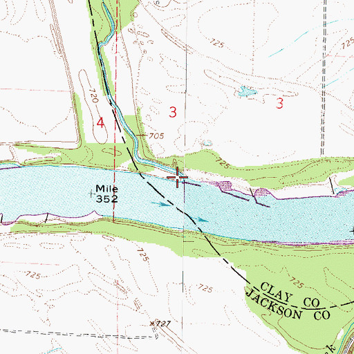 Topographic Map of Shoal Creek, MO