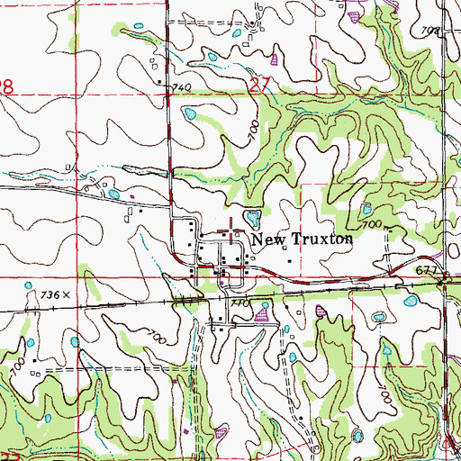 Topographic Map of New Truxton School (historical), MO