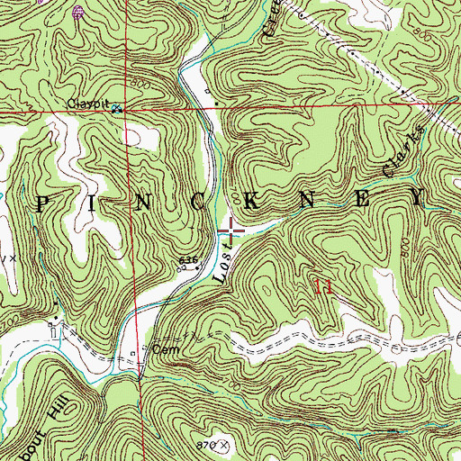 Topographic Map of Clarks Hollow, MO