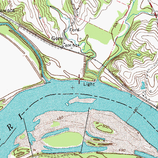 Topographic Map of Gunboat Landing (historical), MO