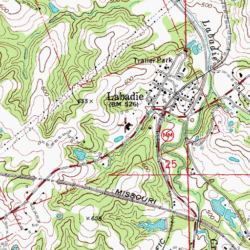 Topographic Map of Labaddie School, MO