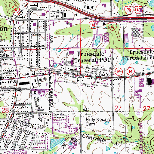 Topographic Map of Truesdale School (historical), MO