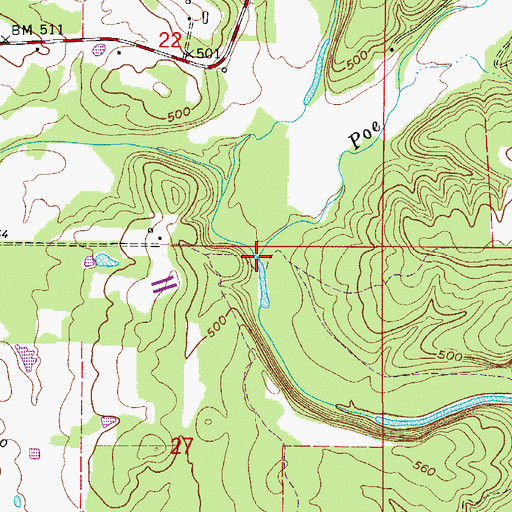 Topographic Map of Poe Creek, AR