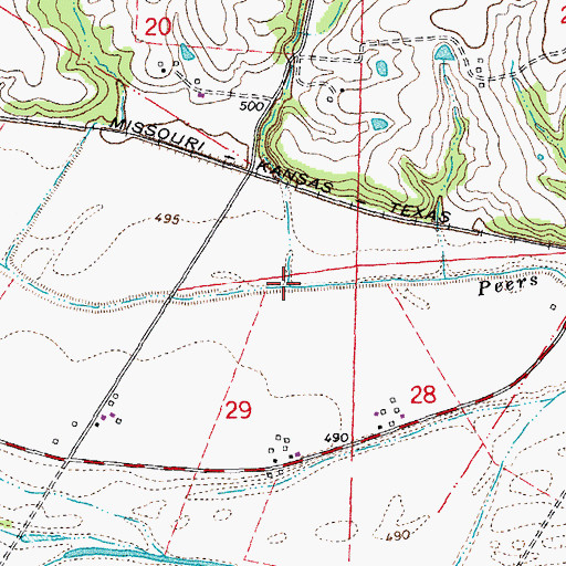 Topographic Map of Kochs Creek, MO