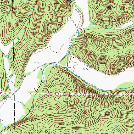Topographic Map of Little Lost Creek, MO