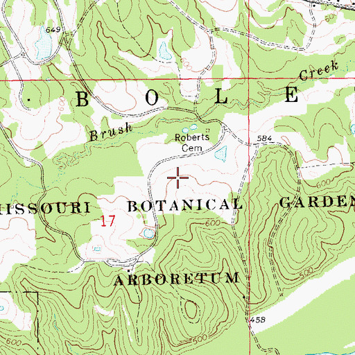 Topographic Map of Missouri Botanical Garden Arboretum, MO