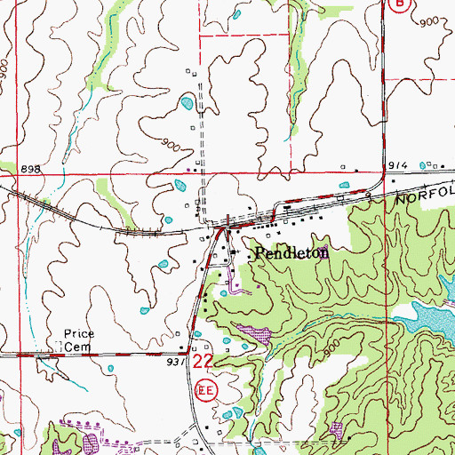 Topographic Map of Pendleton, MO
