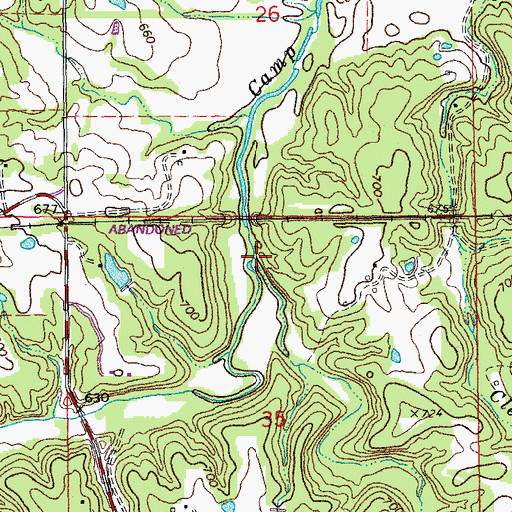 Topographic Map of Rock Branch, MO
