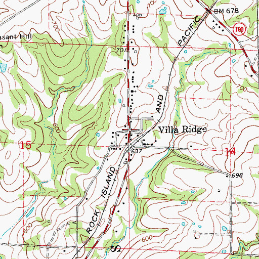 Topographic Map of Villa Ridge, MO