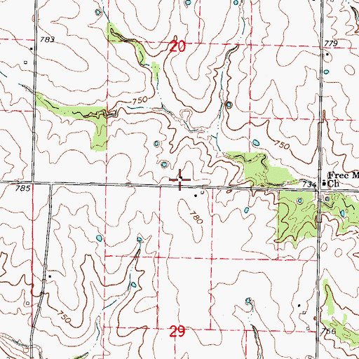 Topographic Map of Red Star School (historical), MO