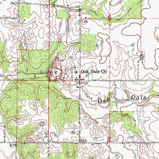 Topographic Map of Oakdale, MO