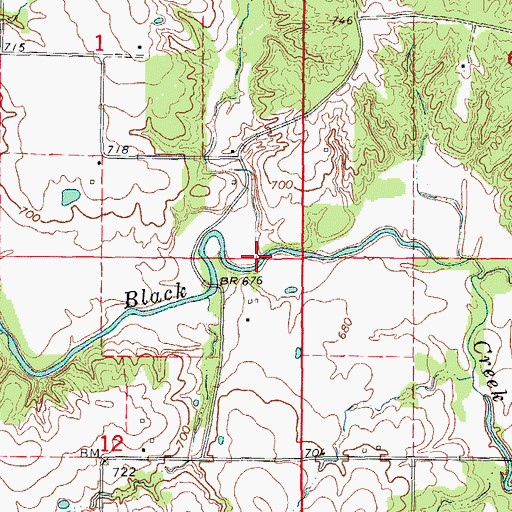 Topographic Map of Parker Branch, MO