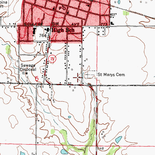 Topographic Map of Saint Marys Catholic Church, MO