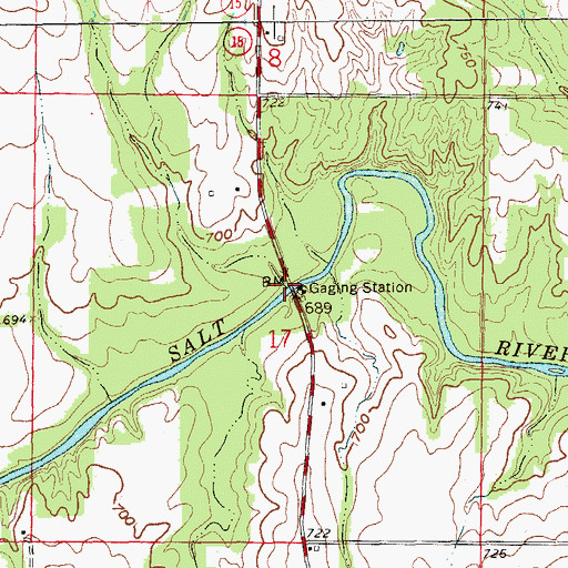 Topographic Map of Salt River Bridge, MO