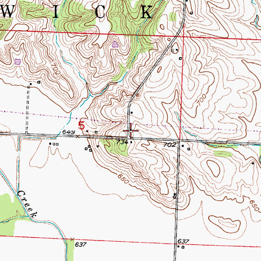 Topographic Map of Bluff Point School (historical), MO