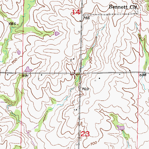Topographic Map of O'Bryan School (historical), MO