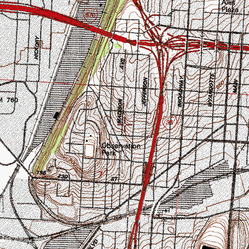 Topographic Map of Switzer School (historical), MO