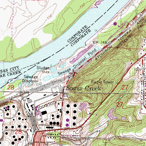 Topographic Map of Sugar Creek Junction, MO