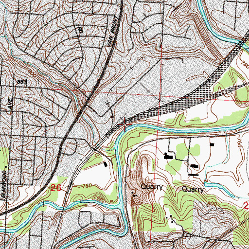 Topographic Map of Leeds Junction, MO