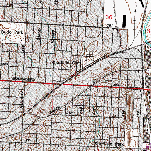 Topographic Map of Sheffield, MO