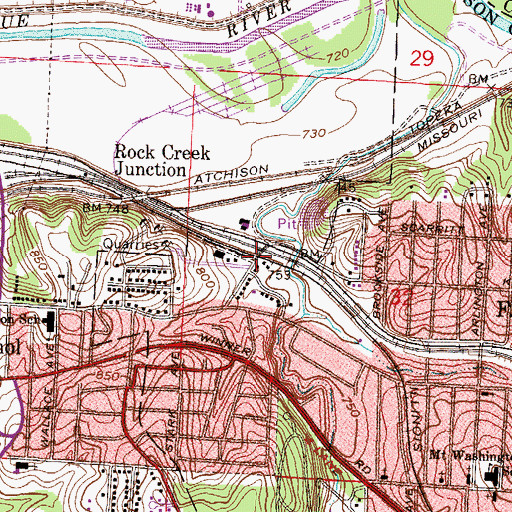 Topographic Map of Fairmount Station, MO
