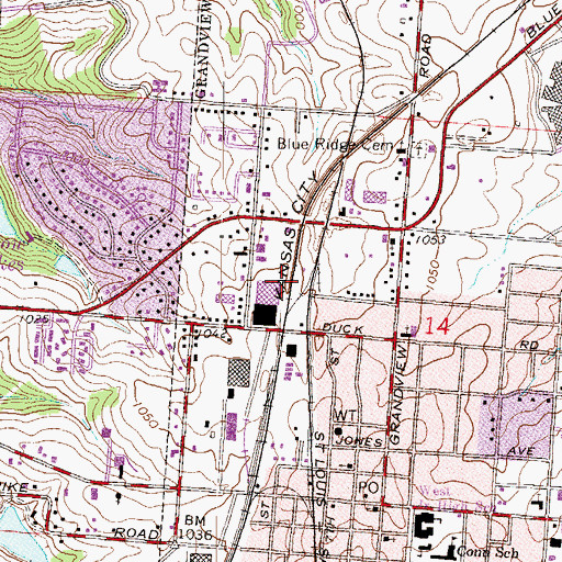 Topographic Map of Grandview Junction, MO