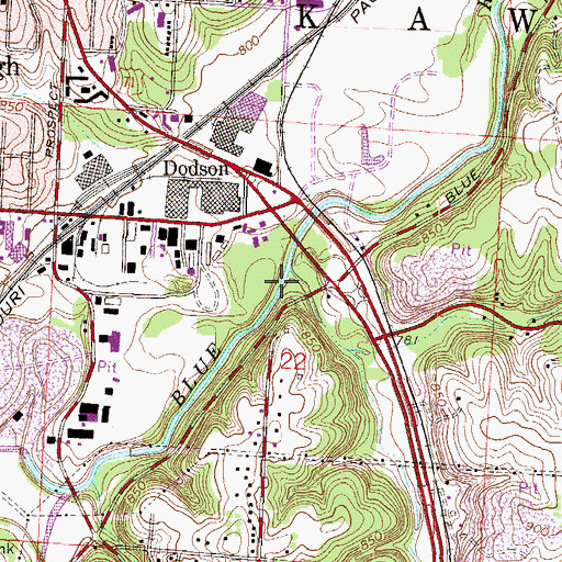 Topographic Map of Hart Grove Creek, MO