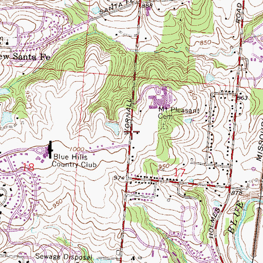Topographic Map of Mount Pleasant School (historical), MO