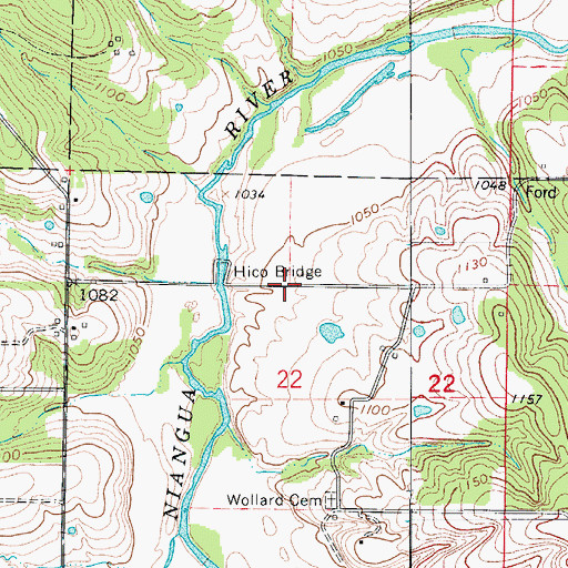 Topographic Map of Hico (historical), MO