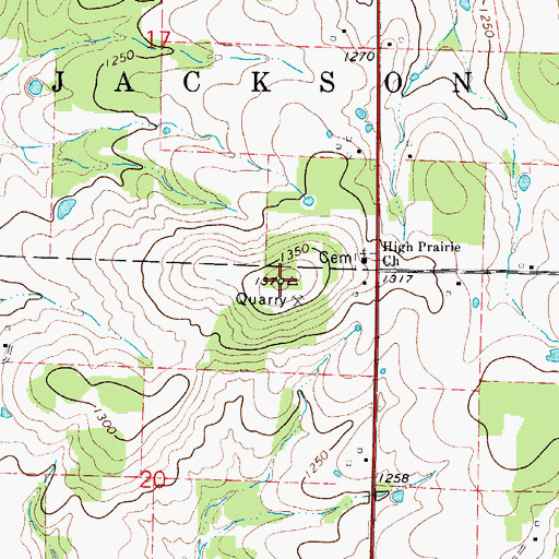 Topographic Map of High Prairie, MO