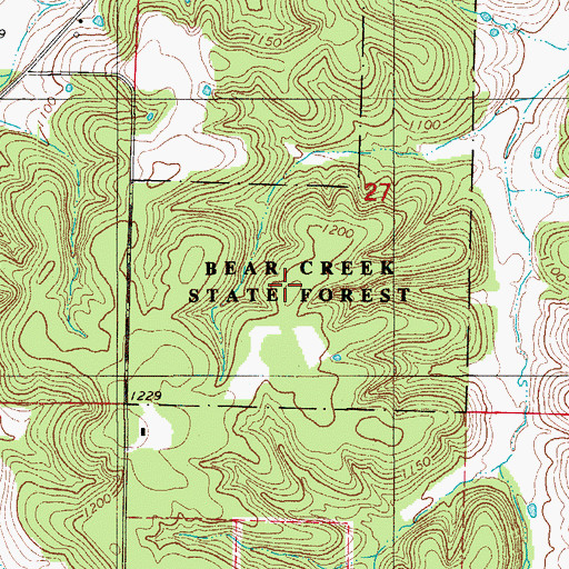 Topographic Map of Bear Creek State Forest, MO