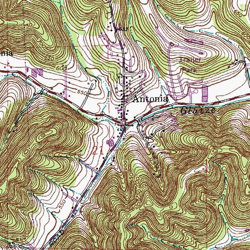 Topographic Map of Antonia, MO