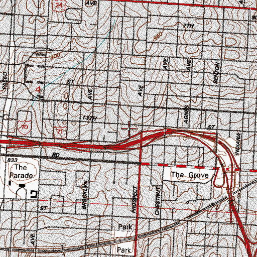 Topographic Map of Banneker School, MO