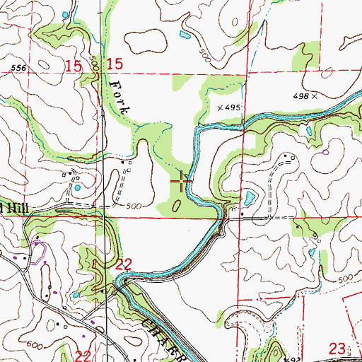 Topographic Map of Dry Fork, MO