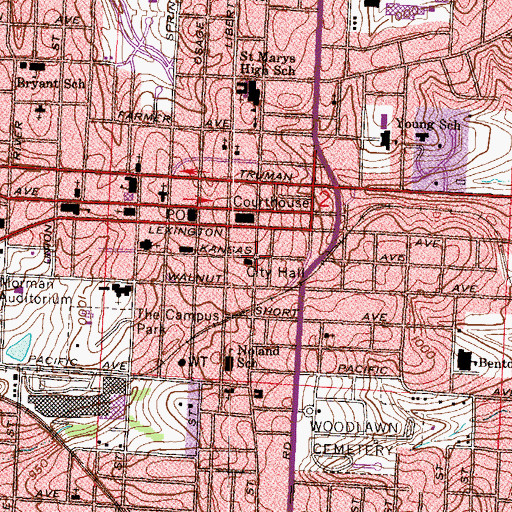 Topographic Map of Independence, MO