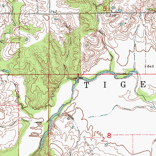 Topographic Map of Looney Creek, MO