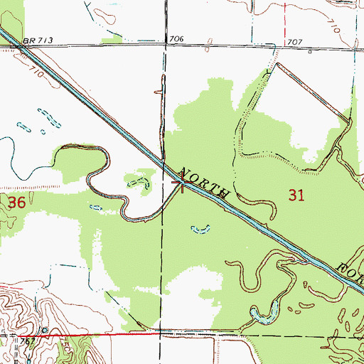 Topographic Map of Ten Mile Creek, MO