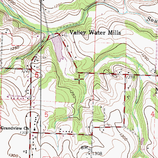 Topographic Map of Sander Branch, MO