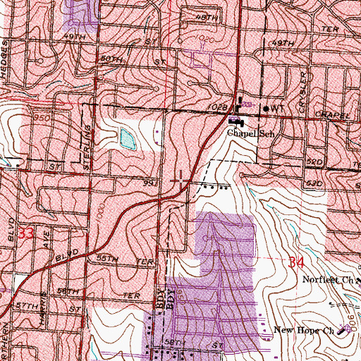 Topographic Map of Blue Ridge Plaza, MO