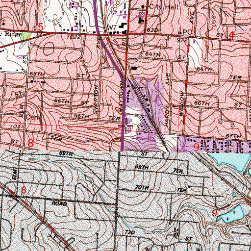Topographic Map of Raytown Centre Shops, MO