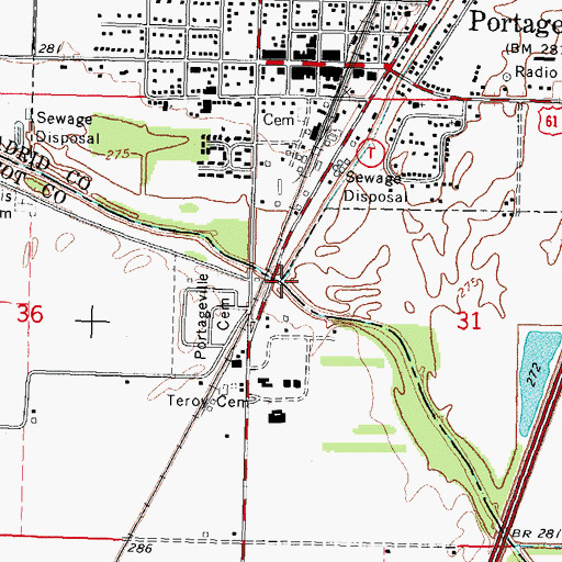 Topographic Map of Portage Bayou, MO