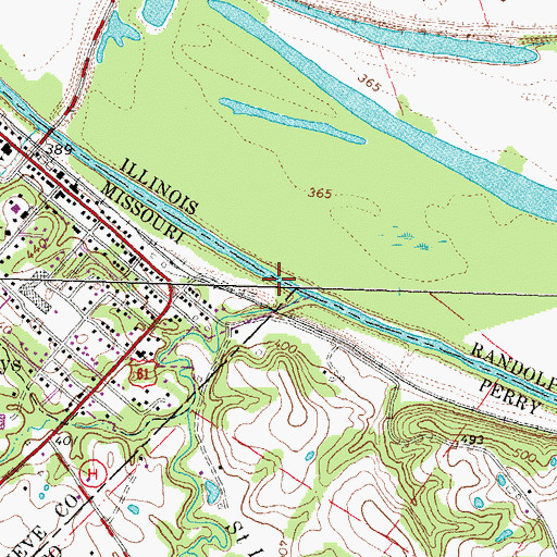 Topographic Map of Saint Marys Bend, MO