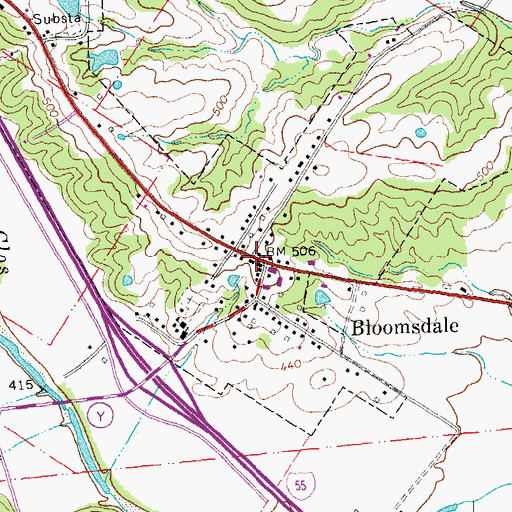 Topographic Map of Bloomsdale, MO