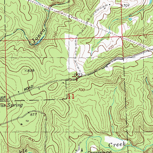 Topographic Map of Burns School (historical), MO