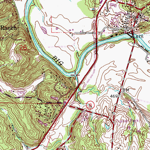 Topographic Map of Skullbones Creek, MO