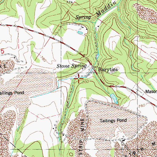 Topographic Map of McGradys Diggings, MO